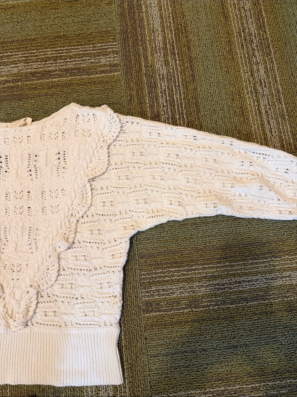 Sezane Cream Cable-Knit V-Neck Sweater - Picture 12 of 12
